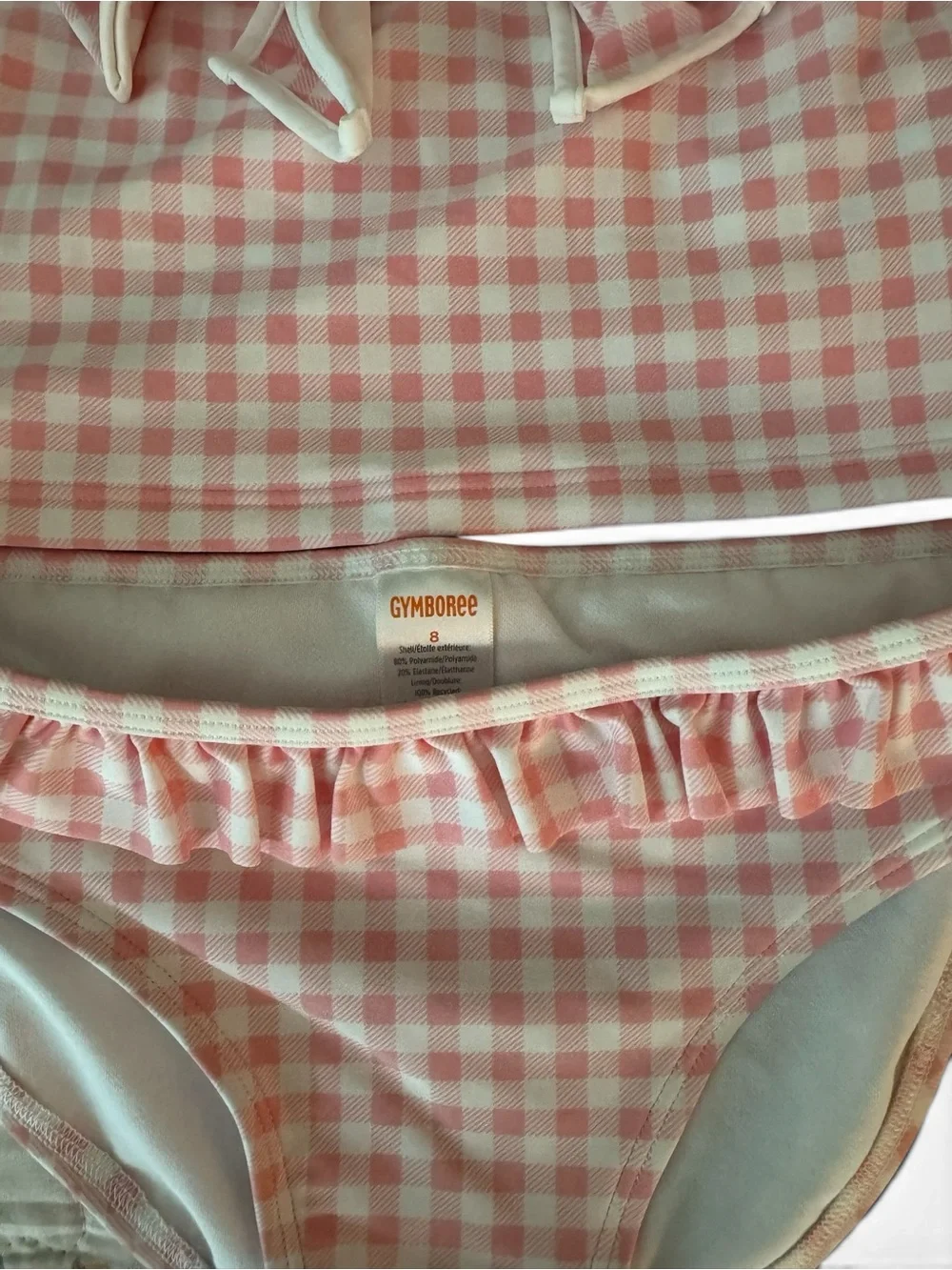 Gymboree Girls Pink Gingham Bow Tankini Swimsuit Size 8 NWOT